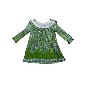 Anthropologie Meadow Rue Green Floral Crochet Top. XS